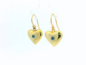 VINTAGE SAPPHIRE HEART EARRINGS 9ct GOLD