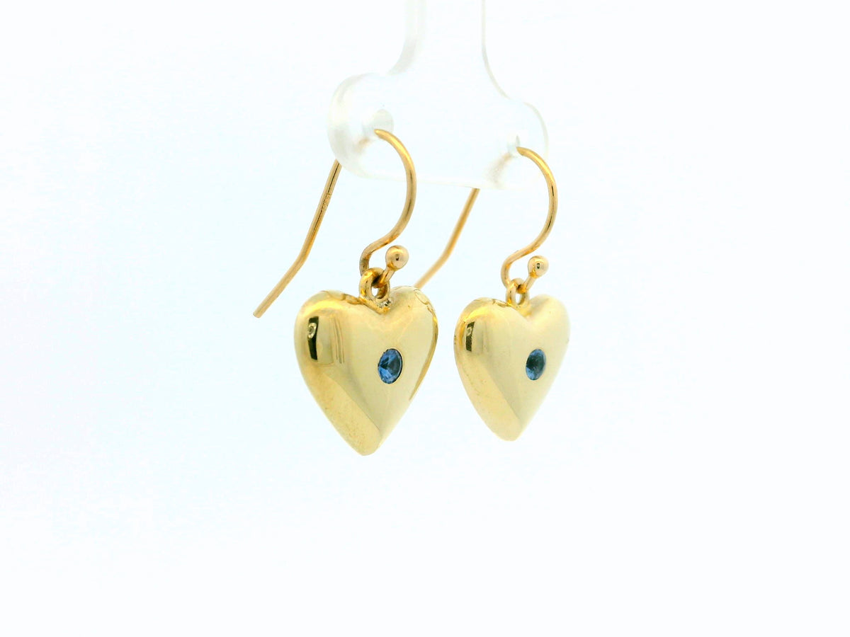 VINTAGE SAPPHIRE HEART EARRINGS 9ct GOLD