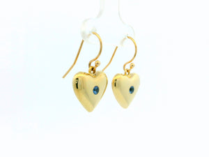 VINTAGE SAPPHIRE HEART EARRINGS 9ct GOLD