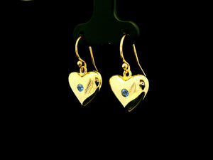 VINTAGE SAPPHIRE HEART EARRINGS 9ct GOLD