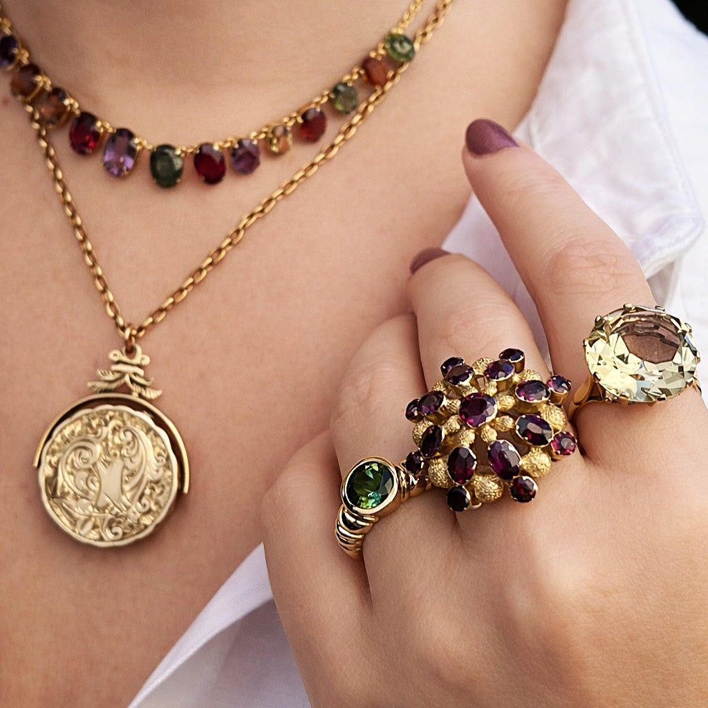 MID-CENTURY 11.70ct CITRINE COCKTAIL RING 9ct GOLD