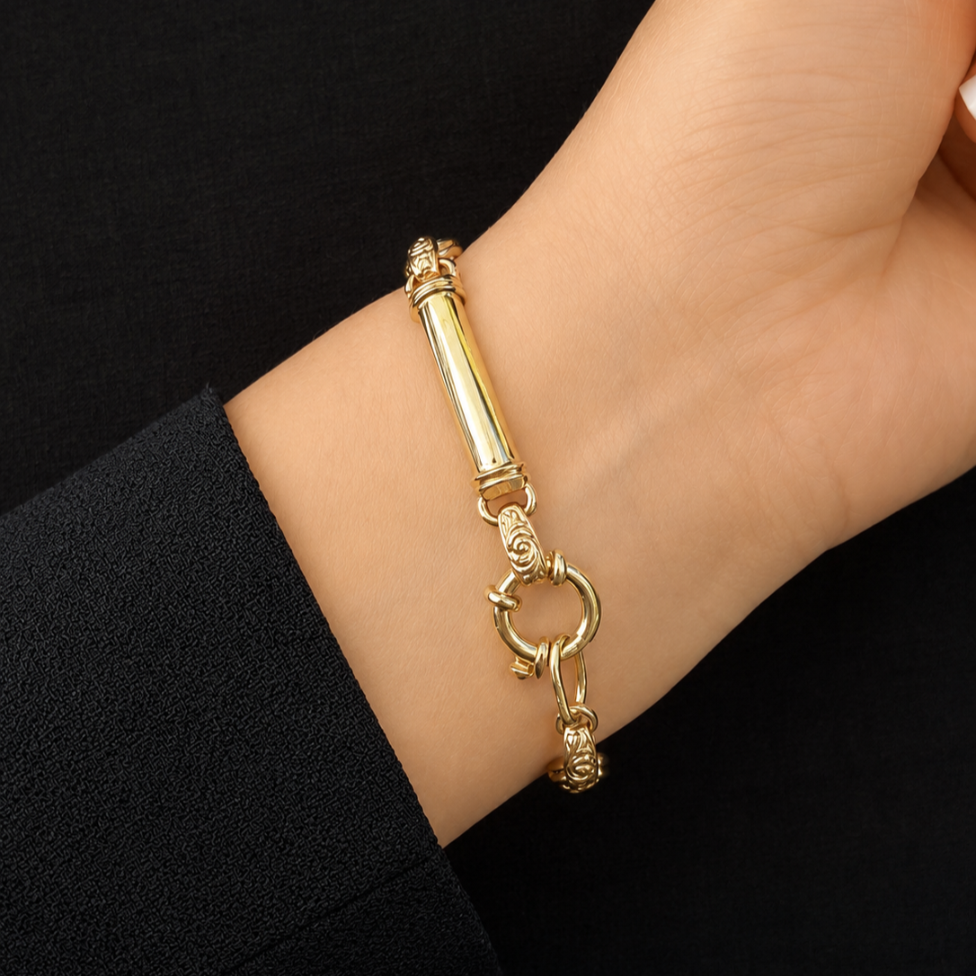 VINTAGE ORNATE LINK BRACELET 9ct GOLD