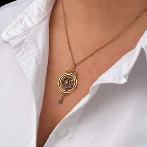ANTIQUE EDWARDIAN AQUAMARINE & PEARL PENDANT AND CHAIN 9ct GOLD