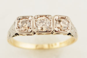 ANTIQUE ART DECO c1920 CHAMPAGNE DIAMOND RING 18ct GOLD