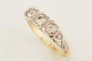 ANTIQUE ART DECO c1920 CHAMPAGNE DIAMOND RING 18ct GOLD