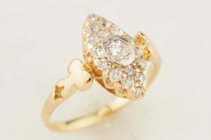 ANTIQUE VICTORIAN c1880 DIAMOND RING 18ct GOLD