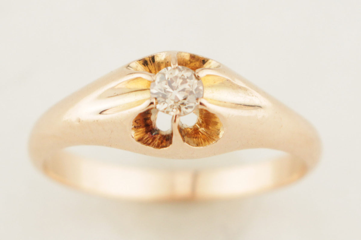 ANTIQUE EDWARDIAN c1900 COGNAC DIAMOND RING 15ct GOLD