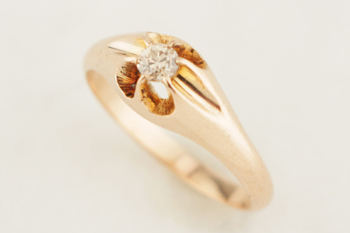 ANTIQUE EDWARDIAN c1900 COGNAC DIAMOND RING 15ct GOLD