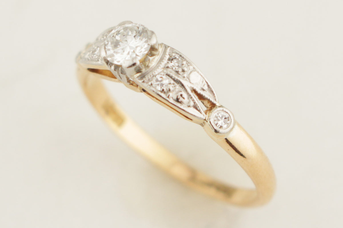 ANTIQUE ART DECO c1920 DIAMOND RING 18ct GOLD & PLATINUM