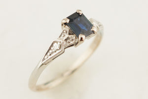 ANTIQUE ART DECO c1920 SAPPHIRE & DIAMOND RING 18ct GOLD