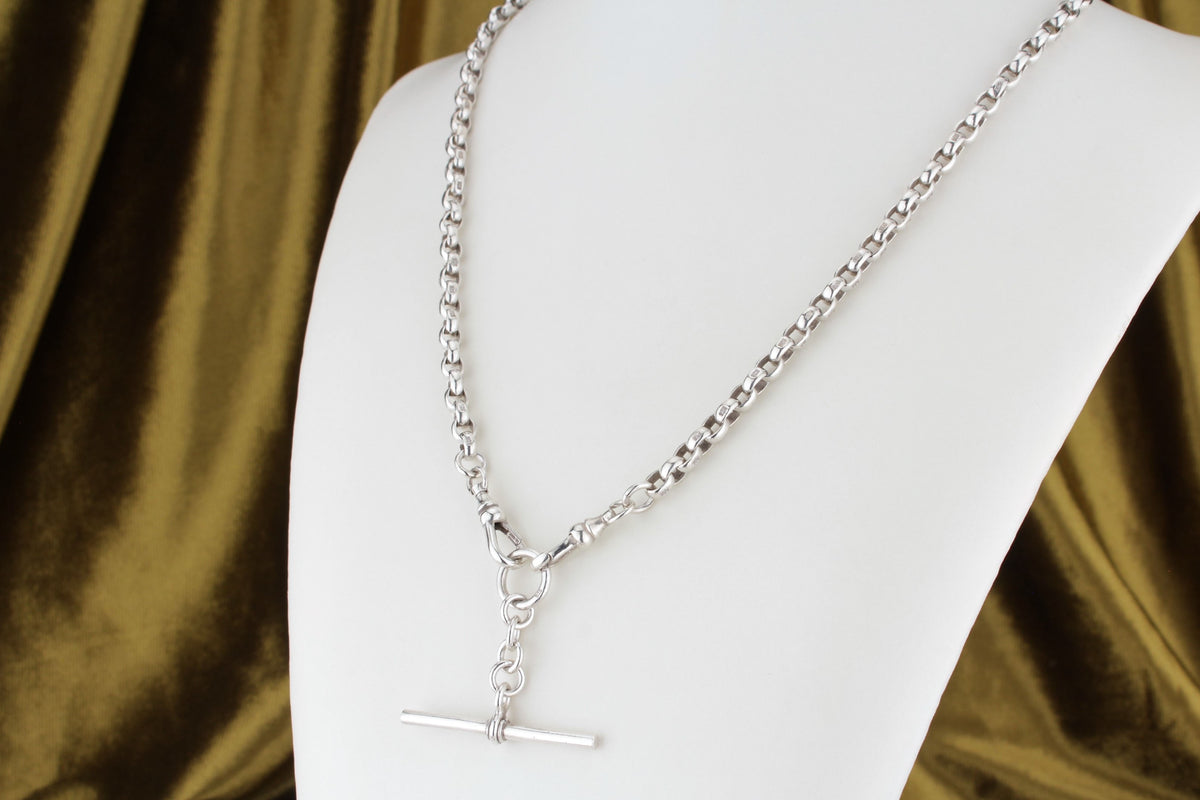 ANTIQUE EDWARDIAN c1910 ALBERT FOB CHAIN ON STERLING SILVER