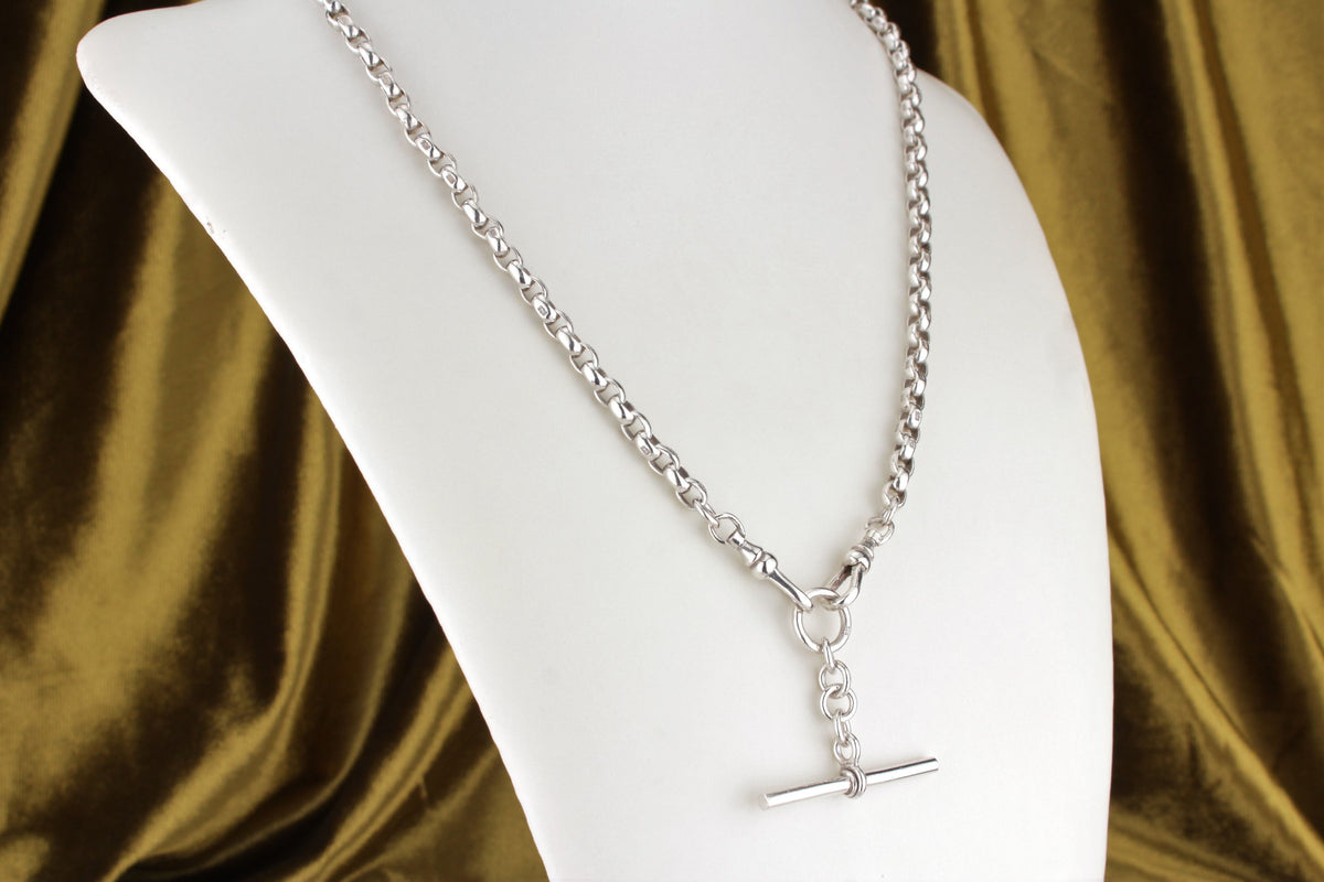 ANTIQUE EDWARDIAN c1910 ALBERT FOB CHAIN ON STERLING SILVER