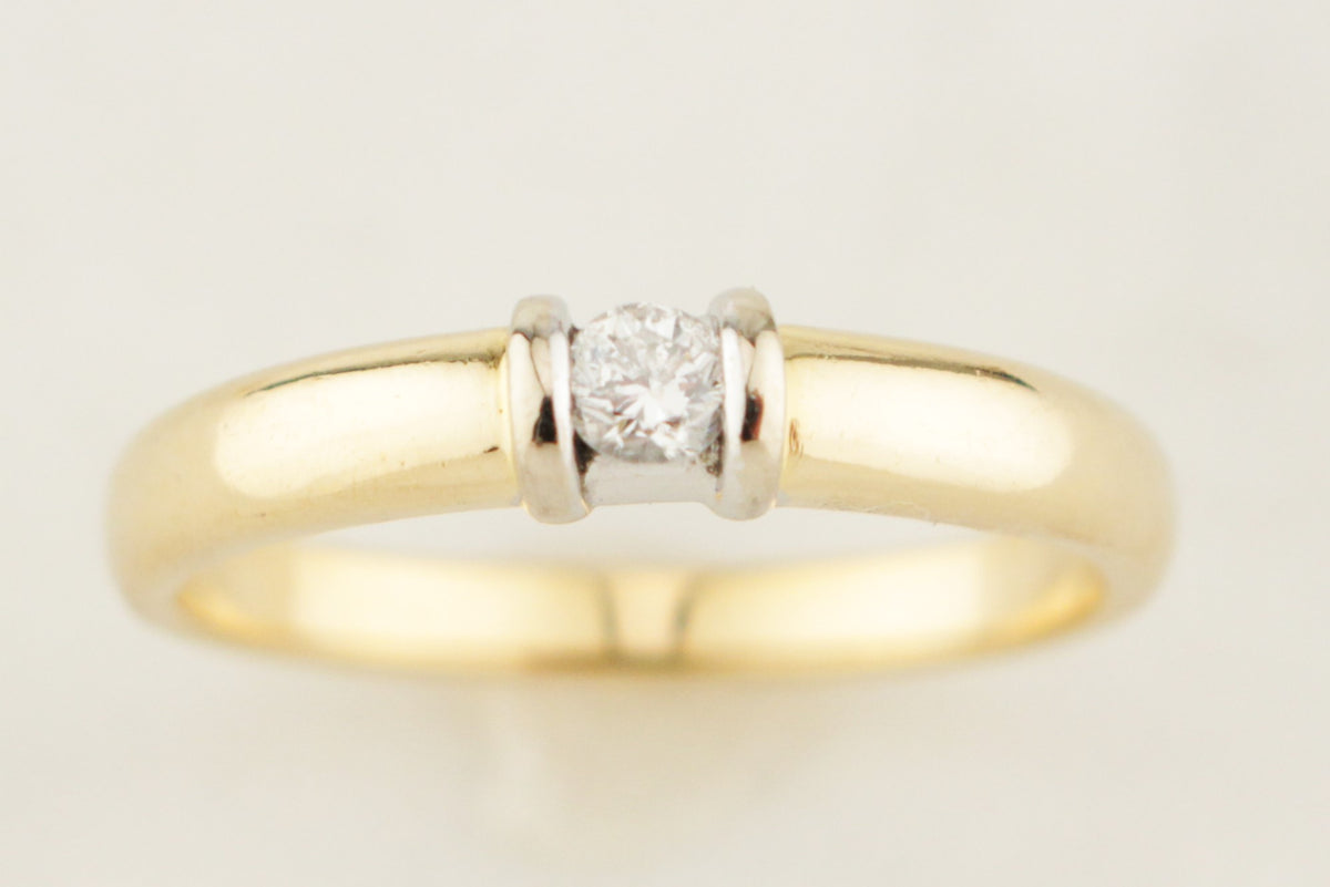 TWO DIAMOND STACKING RINGS 18ct &amp; 9ct YELLOW GOLD