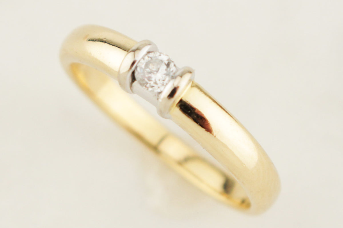 TWO DIAMOND STACKING RINGS 18ct &amp; 9ct YELLOW GOLD