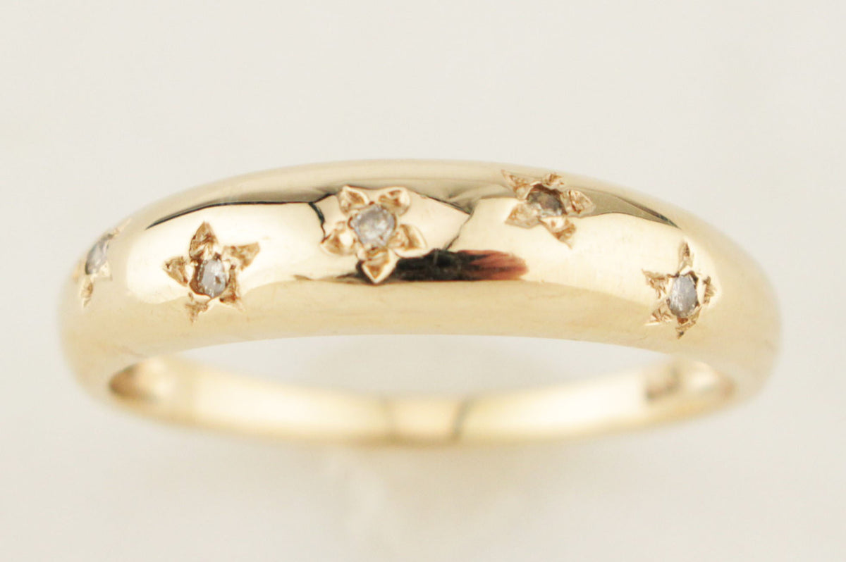 TWO DIAMOND STACKING RINGS 18ct &amp; 9ct YELLOW GOLD