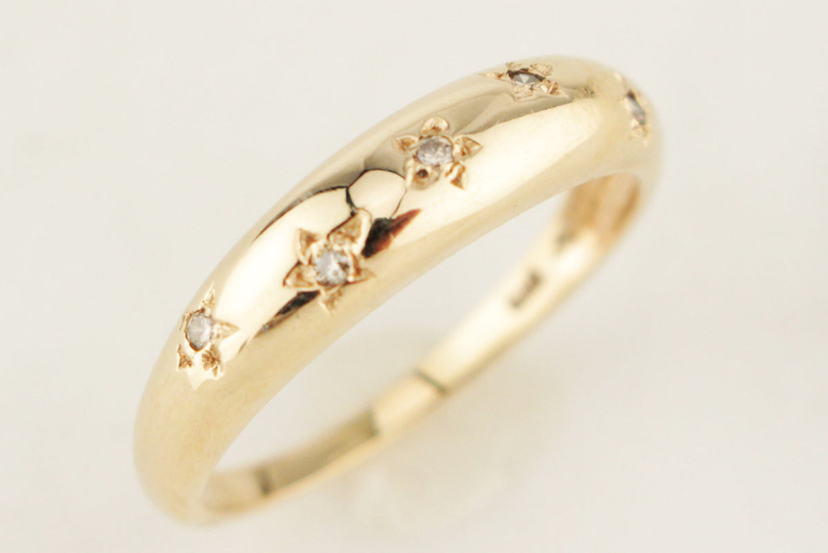 TWO DIAMOND STACKING RINGS 18ct &amp; 9ct YELLOW GOLD