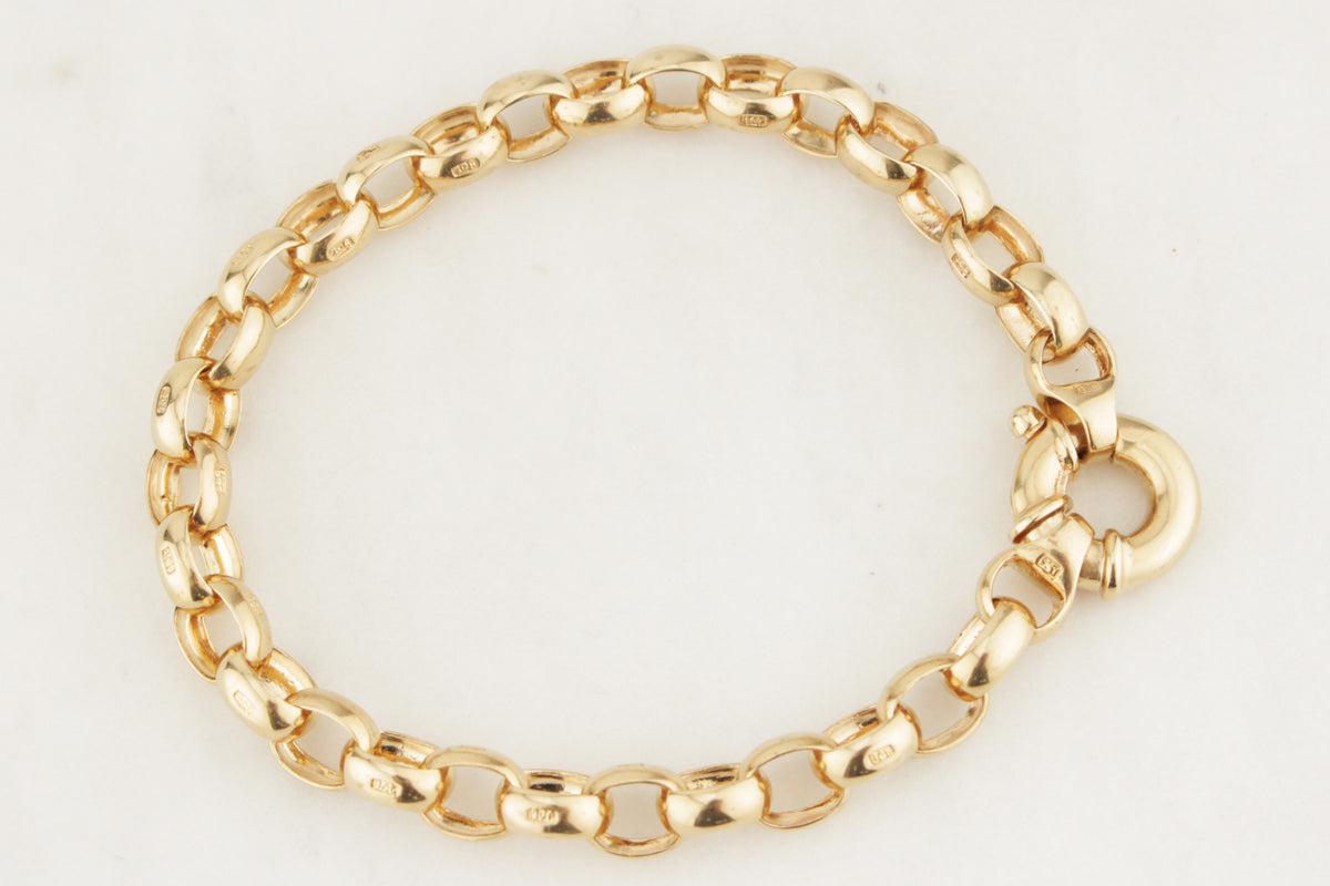 ANTIQUE EDWARDIAN c1910 SOLID ROLLO BRACELET 9ct GOLD - Rock & Vestige