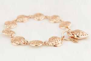 ANTIQUE STYLE FANCY LINK GATE BRACELET 9ct ROSE GOLD