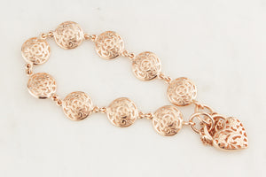 ANTIQUE STYLE FANCY LINK GATE BRACELET 9ct ROSE GOLD