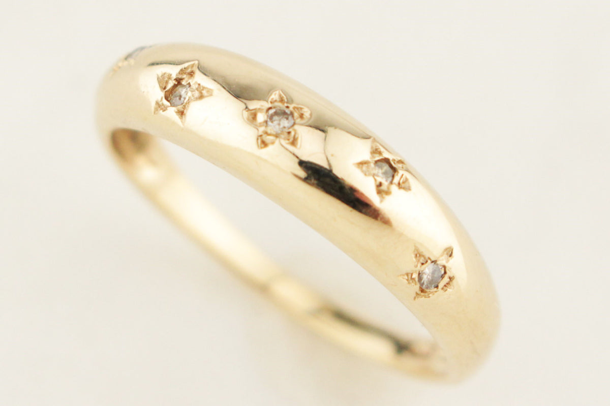 TWO DIAMOND STACKING RINGS 18ct &amp; 9ct YELLOW GOLD
