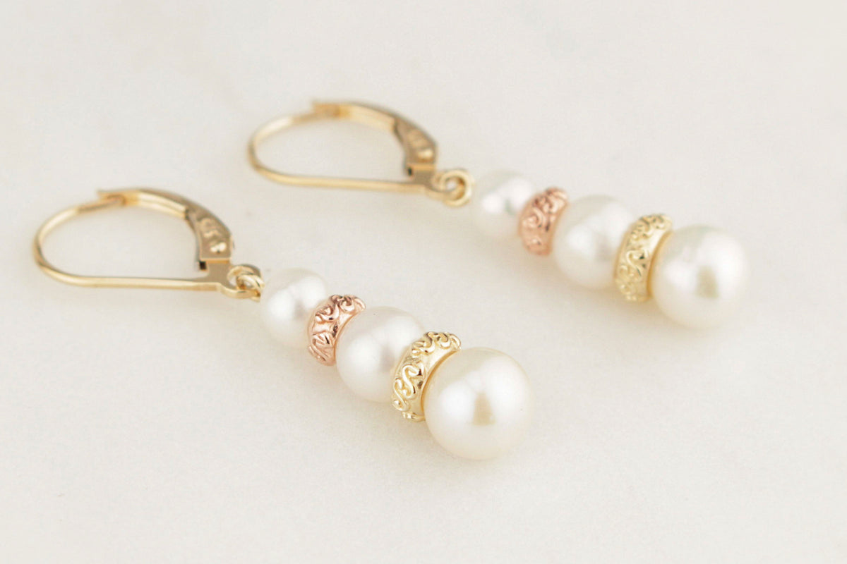 VINTAGE PEARL EARRINGS 9ct YELLOW GOLD