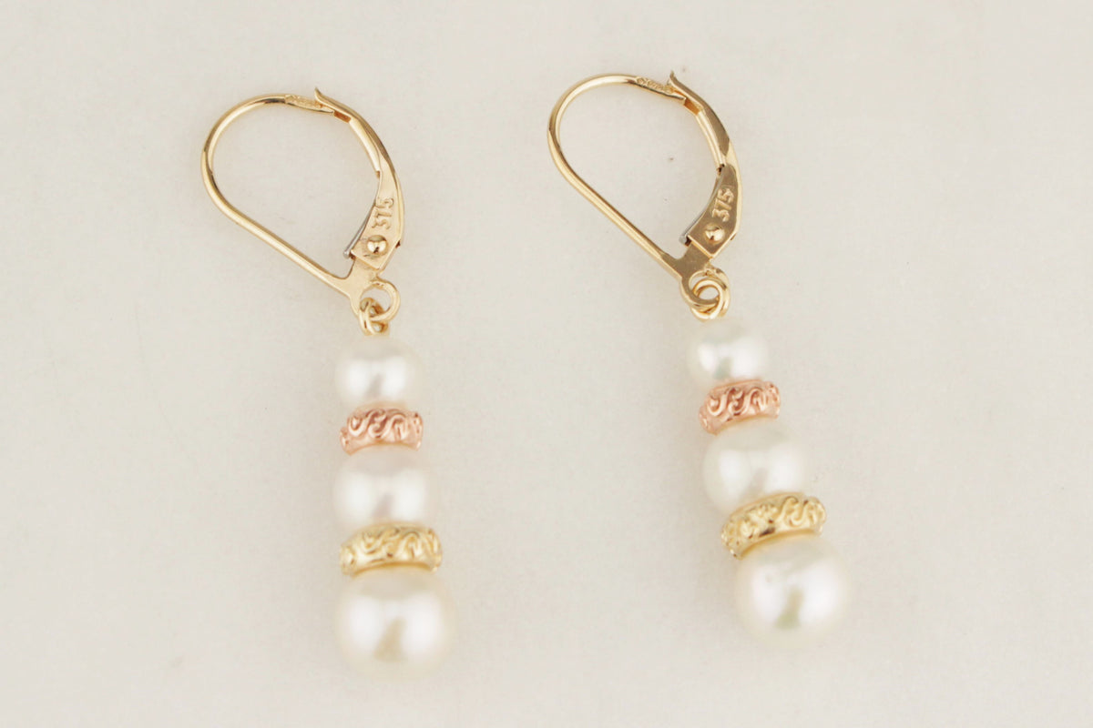 VINTAGE PEARL EARRINGS 9ct YELLOW GOLD