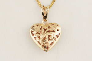 ANTIQUE STYLE FILIGREE HEART PENDANT 9ct GOLD