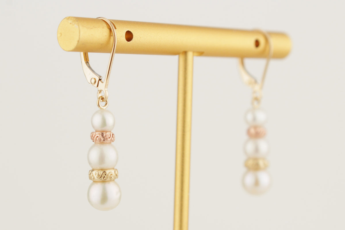 VINTAGE PEARL EARRINGS 9ct YELLOW GOLD