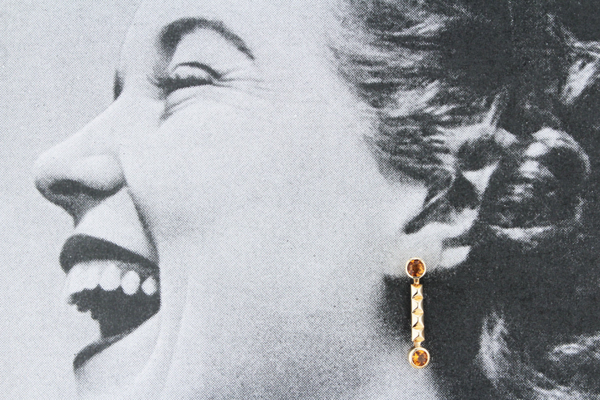 RETRO 1983 CITRINE EARRINGS 9ct GOLD