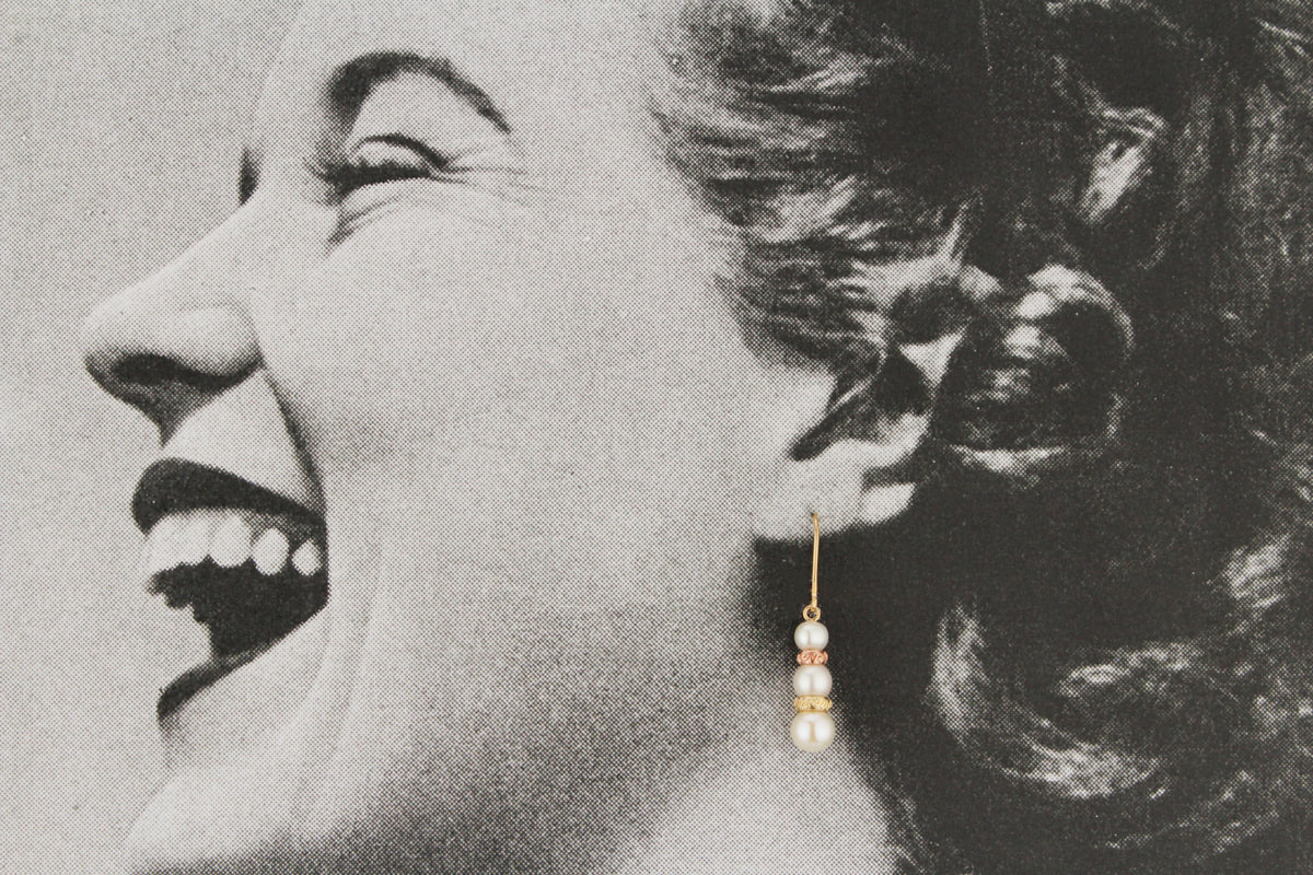 VINTAGE PEARL EARRINGS 9ct YELLOW GOLD