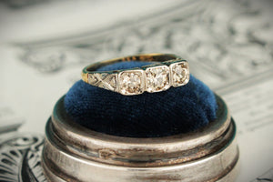 ANTIQUE ART DECO c1920 CHAMPAGNE DIAMOND RING 18ct GOLD