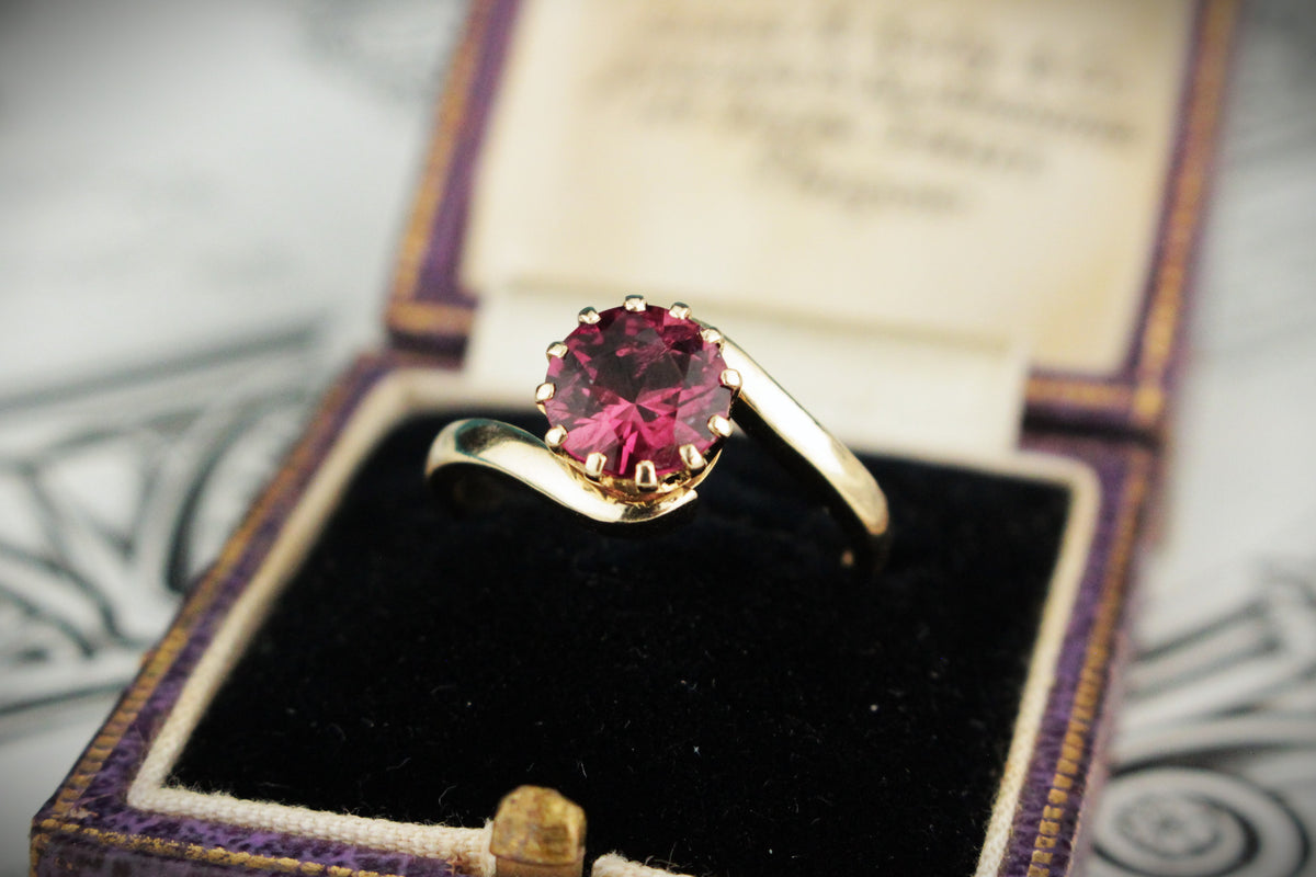 ANTIQUE EDWARDIAN c1900 PINK TOURMALINE RING 9ct GOLD