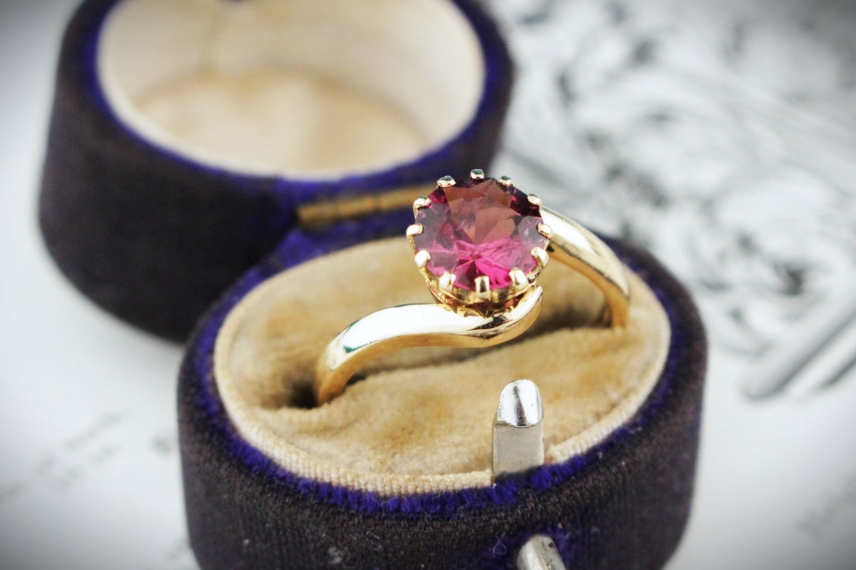ANTIQUE EDWARDIAN c1900 PINK TOURMALINE RING 9ct GOLD