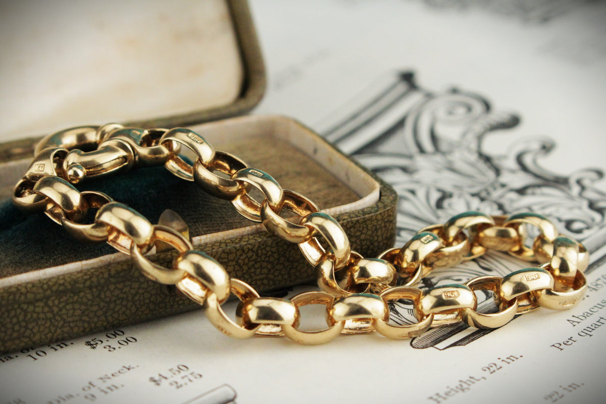 ANTIQUE EDWARDIAN c1910 SOLID ROLLO BRACELET 9ct  GOLD