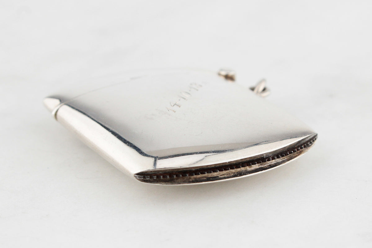 ANTIQUE EDWARDIAN SAPPHIRE STERLING SILVER VESTA CASE