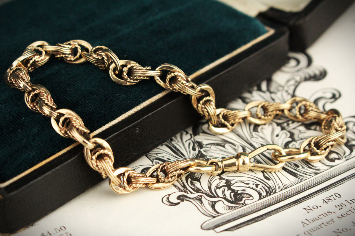 VINTAGE FANCY LINK BRACELET 9ct YELLOW GOLD