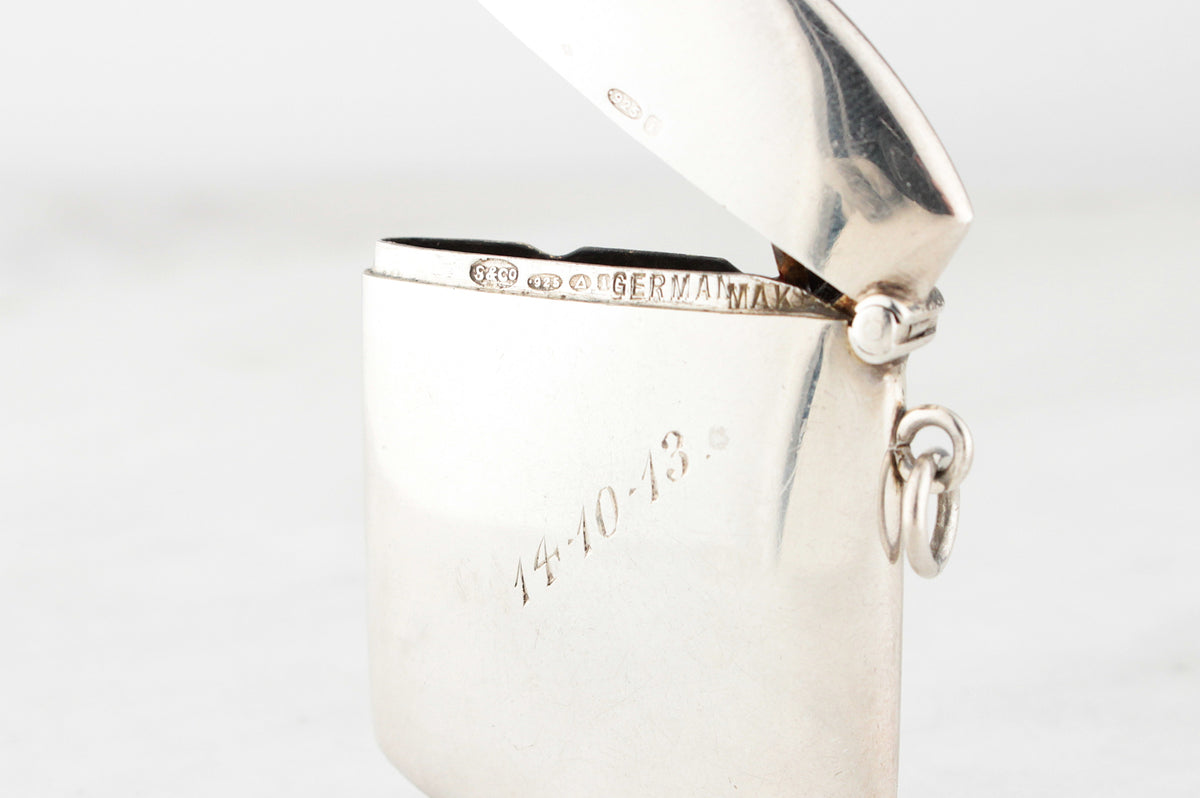 ANTIQUE EDWARDIAN SAPPHIRE STERLING SILVER VESTA CASE