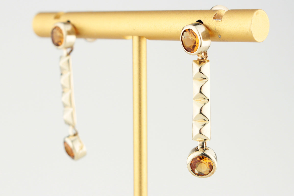 RETRO 1983 CITRINE EARRINGS 9ct GOLD