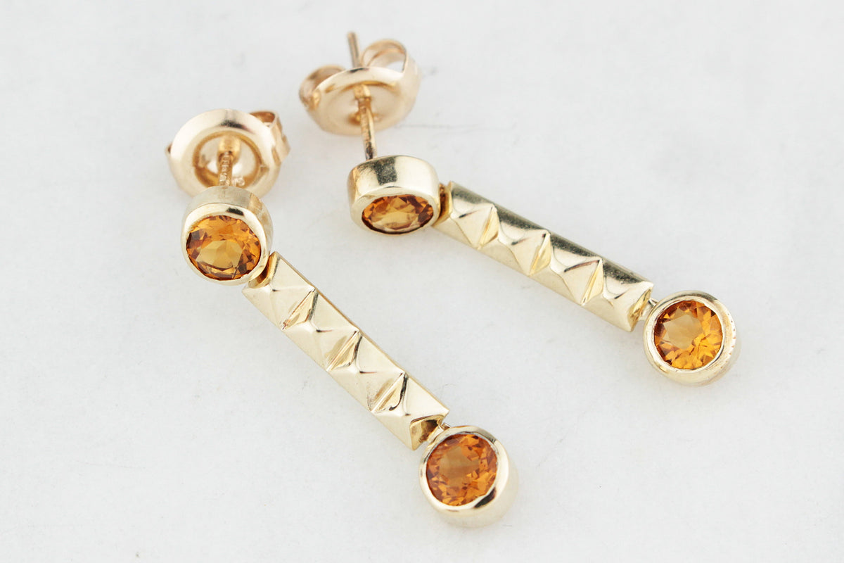 RETRO 1983 CITRINE EARRINGS 9ct GOLD