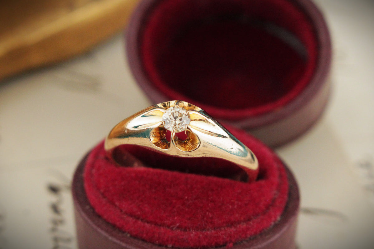 ANTIQUE EDWARDIAN c1900 COGNAC DIAMOND RING 15ct GOLD