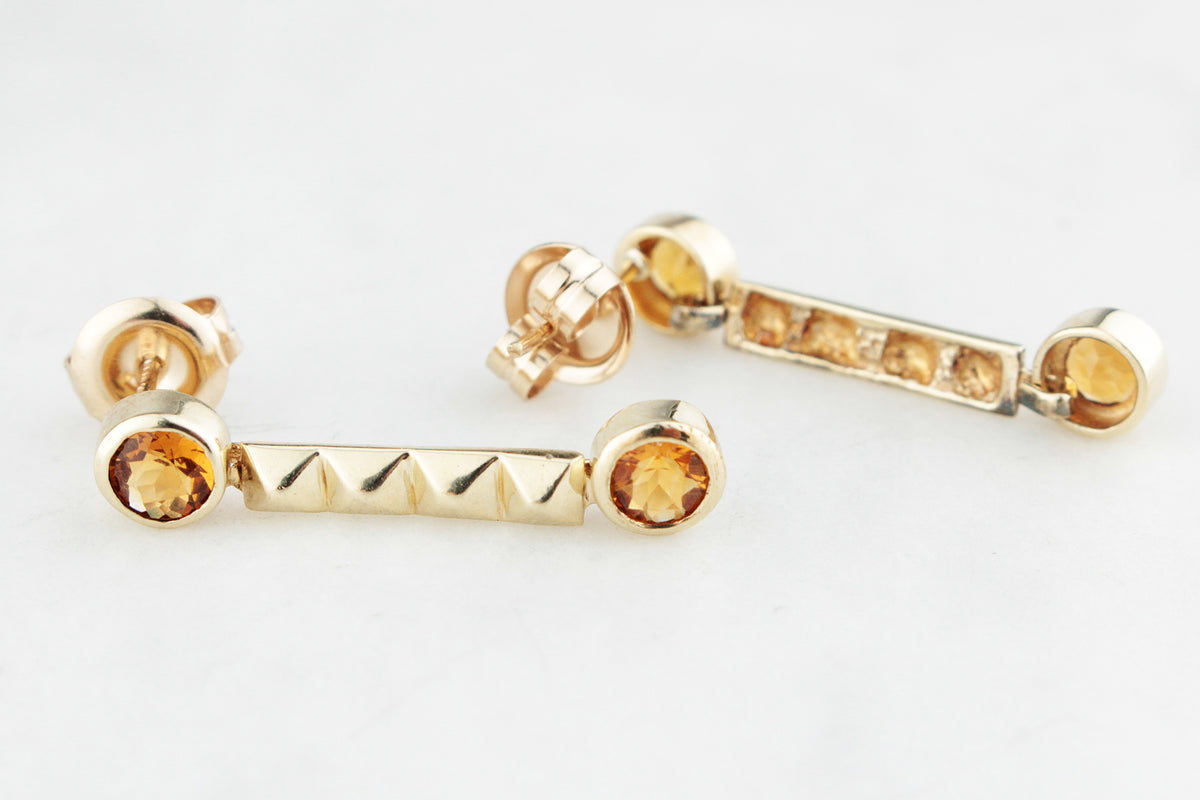 RETRO 1983 CITRINE EARRINGS 9ct GOLD