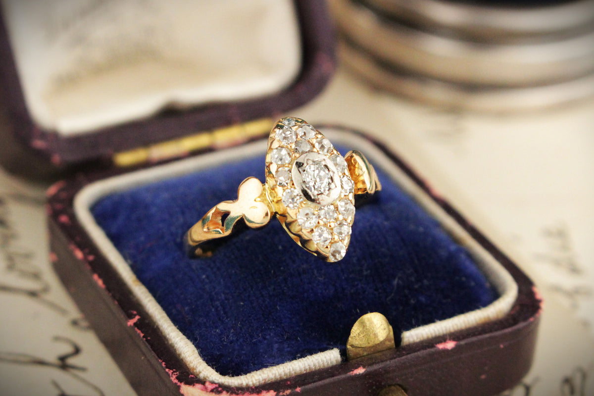 ANTIQUE VICTORIAN c1880 DIAMOND RING 18ct GOLD