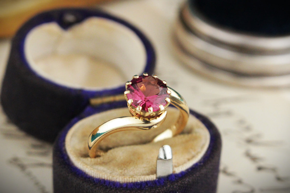 ANTIQUE EDWARDIAN c1900 PINK TOURMALINE RING 9ct GOLD