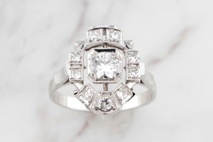 ART DECO c1930 .53ct DIAMOND RING ON 14ct WHITE GOLD