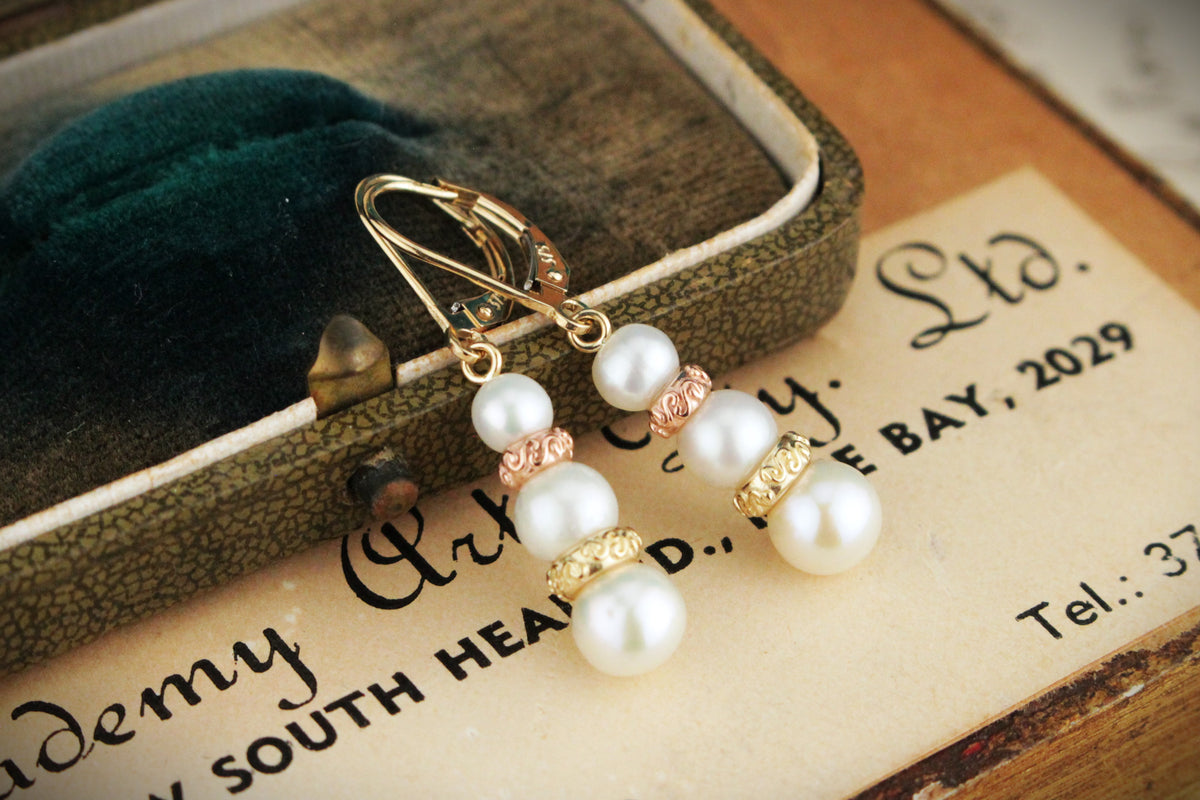 VINTAGE PEARL EARRINGS 9ct YELLOW GOLD