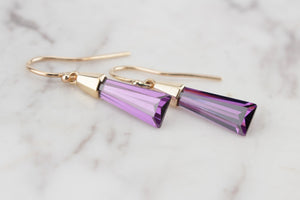 MODERN AMETHYST EARRINGS ON 9ct YELLOW GOLD