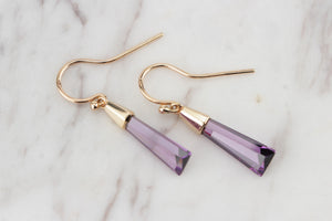 MODERN AMETHYST EARRINGS ON 9ct YELLOW GOLD