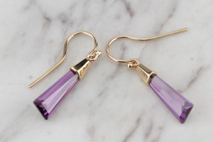 MODERN AMETHYST EARRINGS ON 9ct YELLOW GOLD