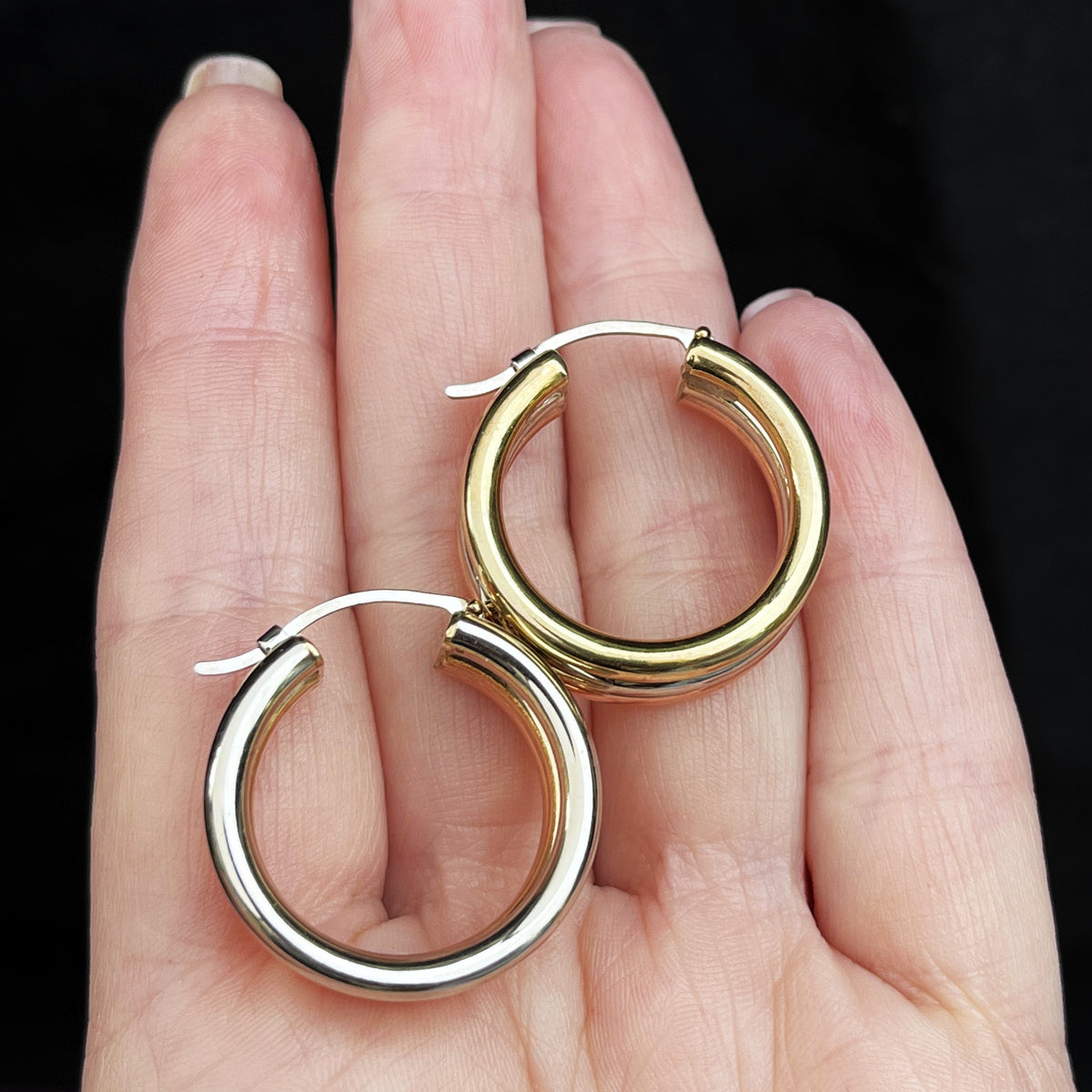 VINTAGE ITALIAN TRI-GOLD HOOPS 9ct GOLD