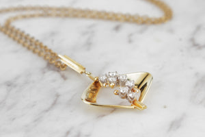 VINTAGE c1940 .64ct DIAMOND PENDANT ON 14ct YELLOW GOLD